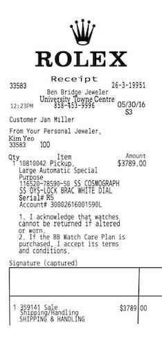 fake reciept for rolex